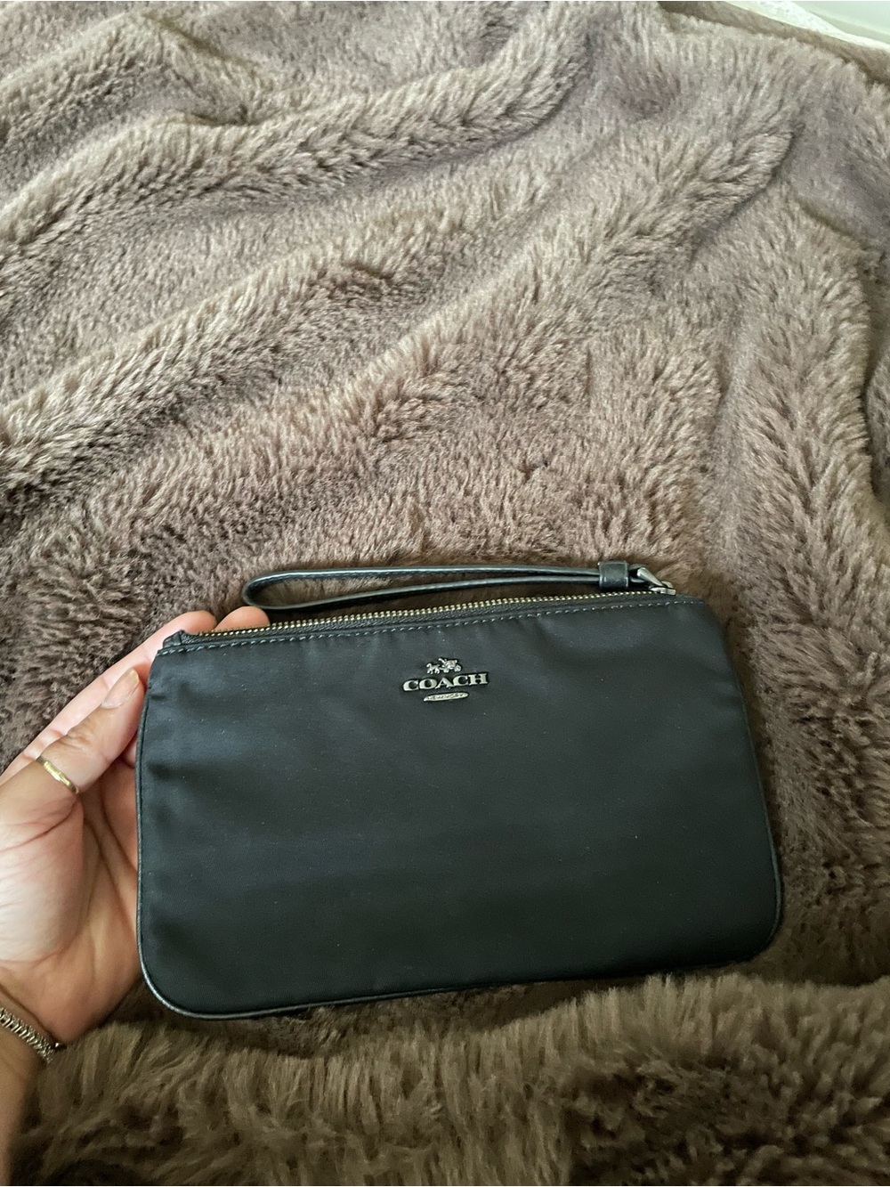 Coach Black Nylon Wristlet Clutch